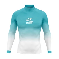 2024 Men's Surfing Diving T-shirts Swimwear Rash Guards Long Sleeve UV Protection Swimsuit Quick Dry Swimming Beach GYM Clothing