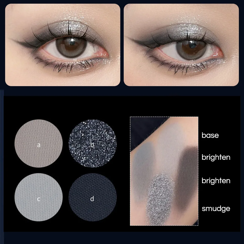 Biya 4 색 아이 섀도우 팔레트 진주 빛 매트 파우더 스위트 펑크 스타일 스모키 아이 섀도우 메이크업에 적합