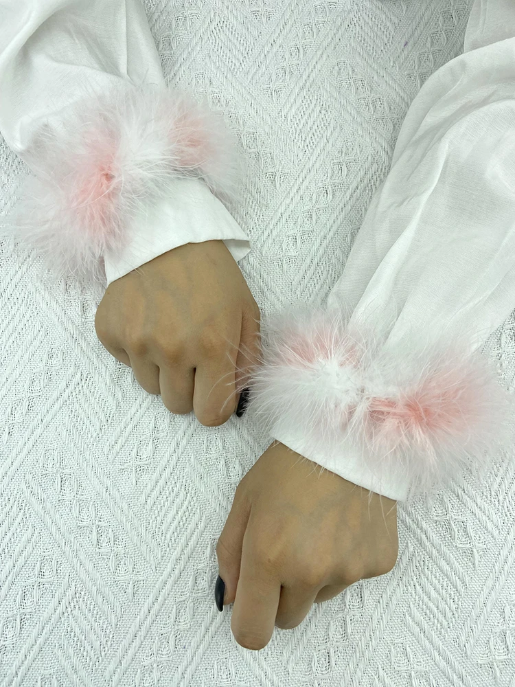 Arm Cuff Ostrich Feather Women Bracelet Hair Accessories Real Feather Furry Hand Cuffs Fashion Ring Wristband Slap Bracelets