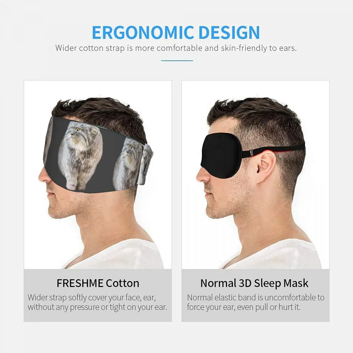 Round Pallas Cat sleep mask Light Blocking Portable Eye Cover for Girls Boys Office Nap Party Gift Eyeshade eyepatch view 5