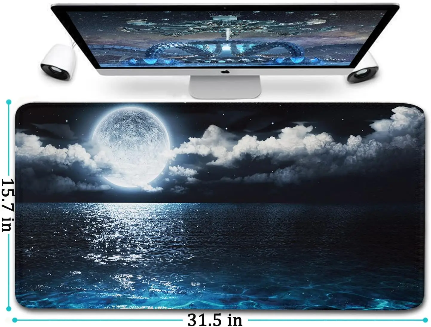 

Naukay Large Mouse Pad, 31.5x15.7 inch Extended Computer Keyboard Mouse Mat, Water-proof Non-Slip Mousepad RB Gaming Pad