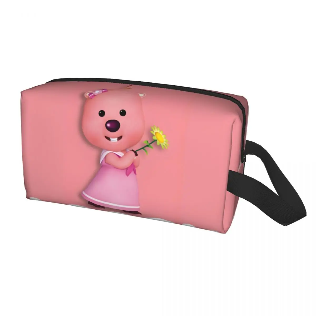 Custom Travel Pink Cute Anime Little Beaver Loopy Toiletry Bag Cosmetic Makeup Organizer for Women Beauty Storage Dopp Kit Case