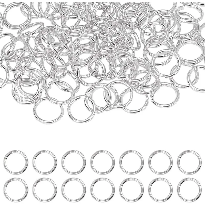 

360pcs Brass Jump Rings Open Jump Rings Silver 8x1mm about 6mm inner diameter about 360pcs/bag