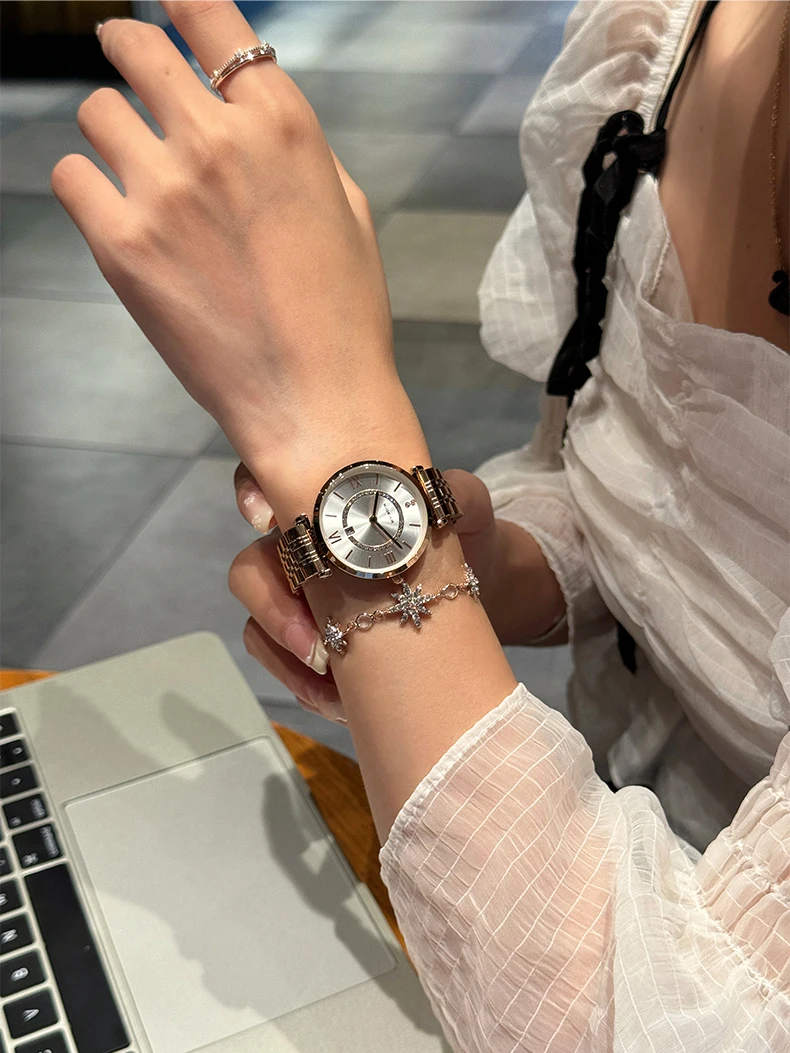 Повседневные кварцевые часы для женщин, элегантные простые женские часы с маленьким циферблатом и бриллиантами, платье, наручные часы