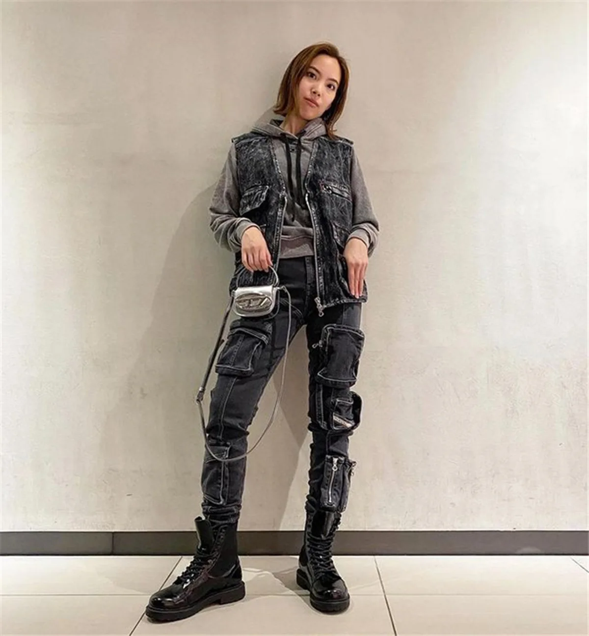 Moderne modieuze slim-fit jeans met hoge taille voor dames Lente zomer werkkleding Meerdere zakken Hoge elasticiteit denim enkelbroek