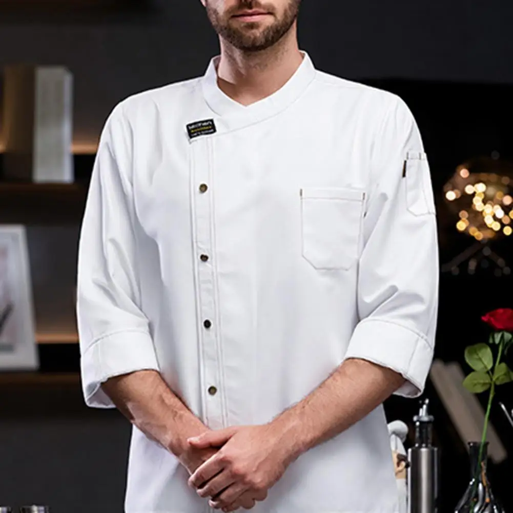 Button-up Chef Uniform Chef Top Unisex Chef Shirt Breathable Soft Stylish Kitchen Cook Uniform for Bakery Restaurant Waiter Long