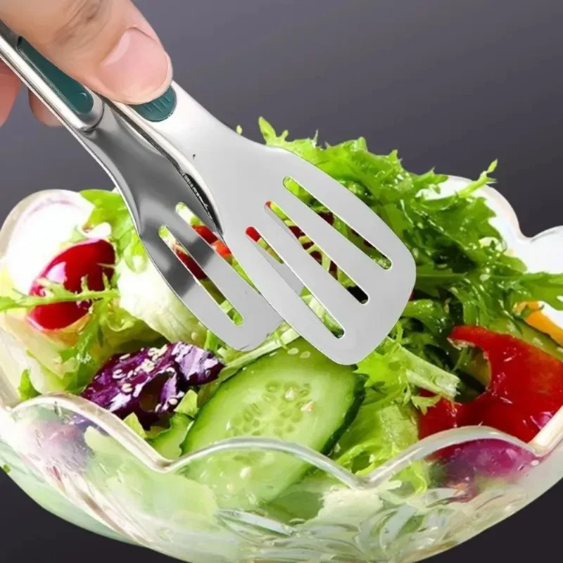 Pince à aliments antidérapante en acier inoxydable, 7/9/12 pouces, pour barbecue, poignée antidérapante en Silicone, pince à pain pour salade de viande, outil de cuisson de cuisine domestique