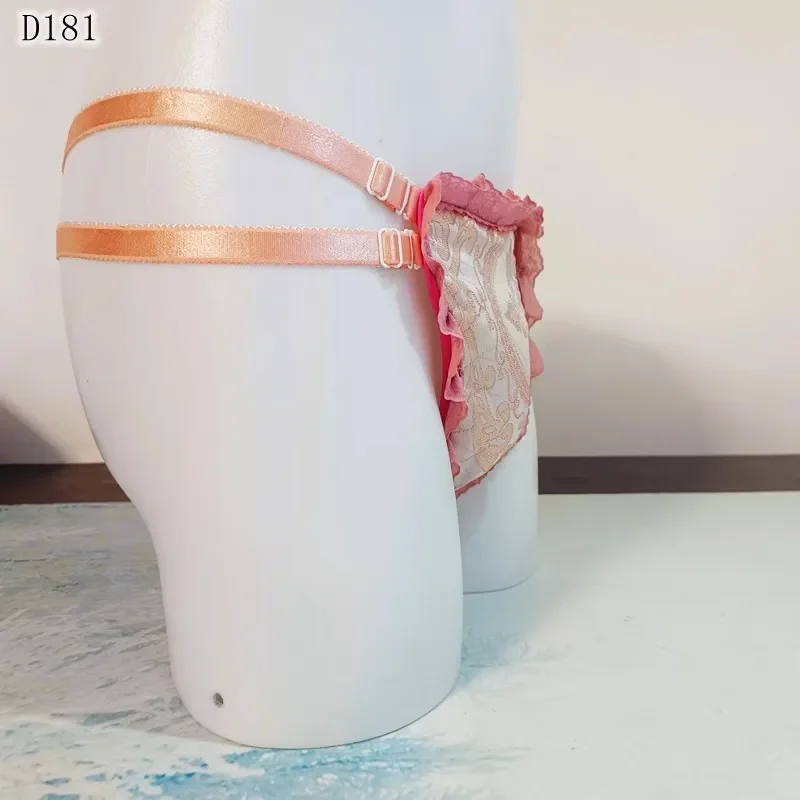 Braguitas de hombre hechas a mano con dobladillo de encaje floral y sedoso