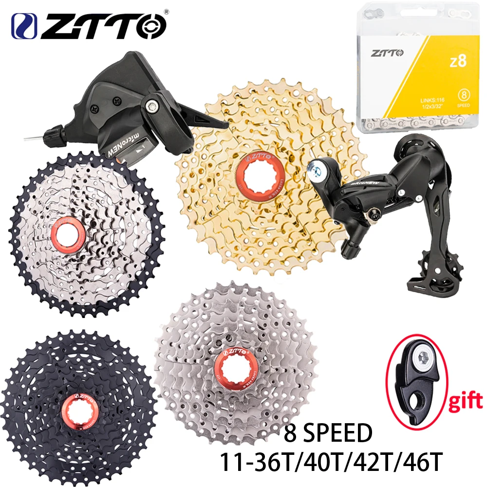 ZTTO MTB 8 Speed Shifter GroupSet 1X8 Shifter Rear Derailleur 8V 11-36T/40T/42T/46T Cassette 8S Current Chain Bike spocket Kit