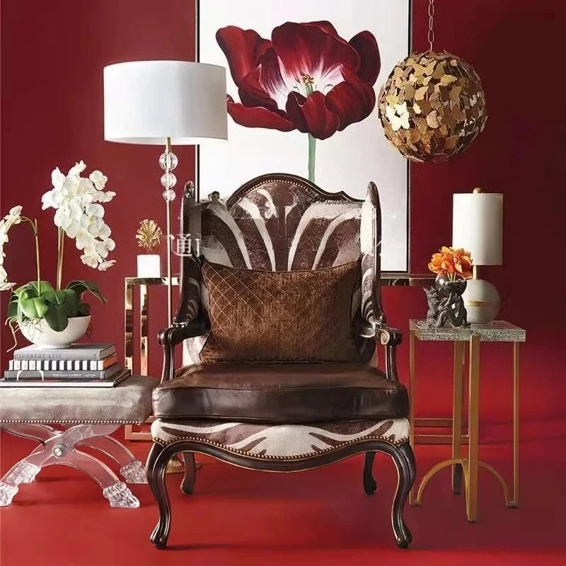 X-S csolid wood single sofa chair high-end villa club leisure chair HG