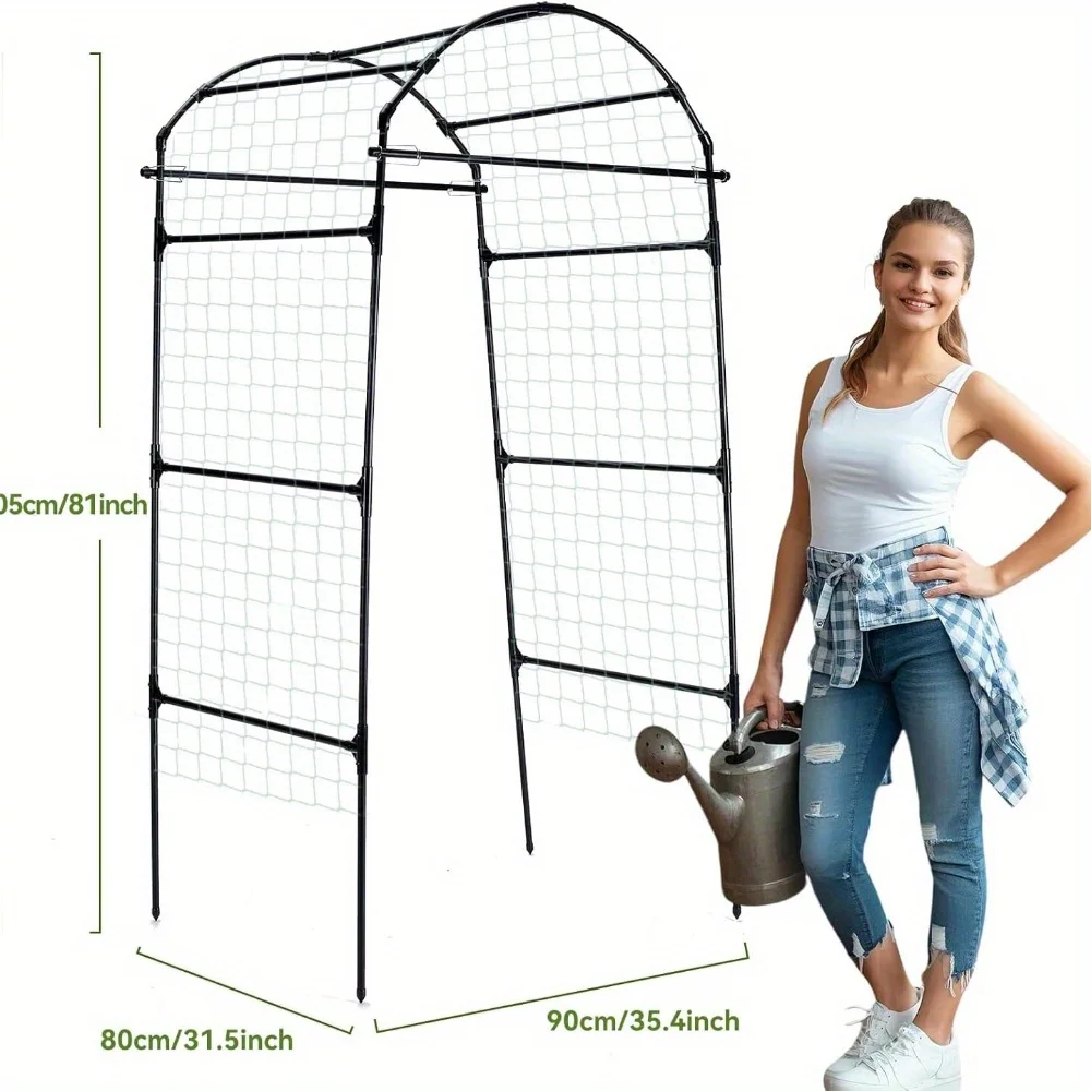 

[Metal Garden Arch Trellis] 80 Inch Tall Black Metal Garden Arch Trellis for Climbing Plants | Outdoor Grape Vine Support