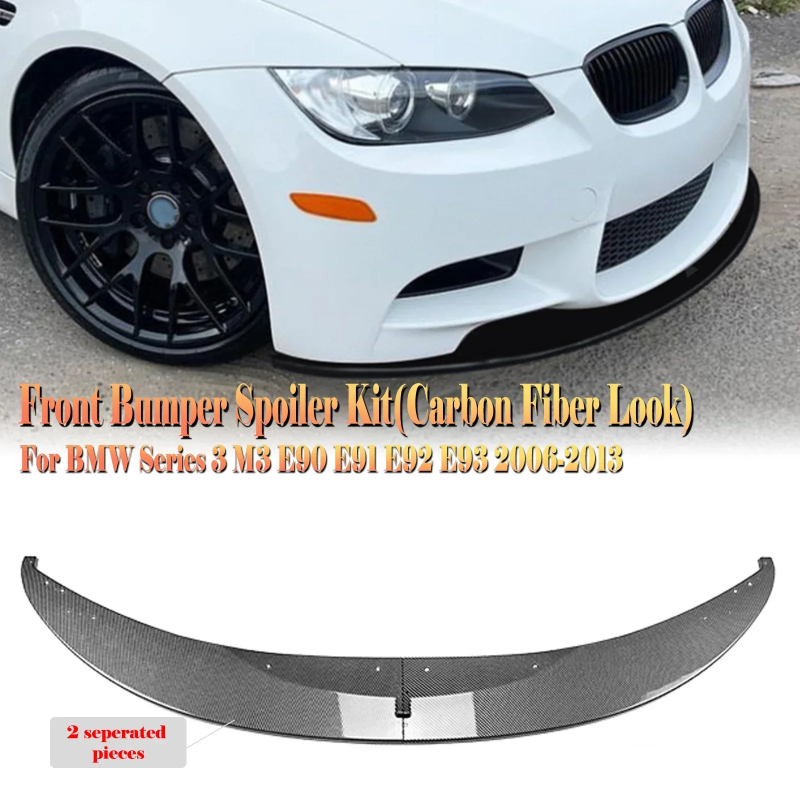 New！ For BMW 3 Series E90 E91 E92 E93 M3 2006-2013 Front Bumper Spoiler Lip Carbon Fiber Look/Gloss Black Lower Splitter Protect