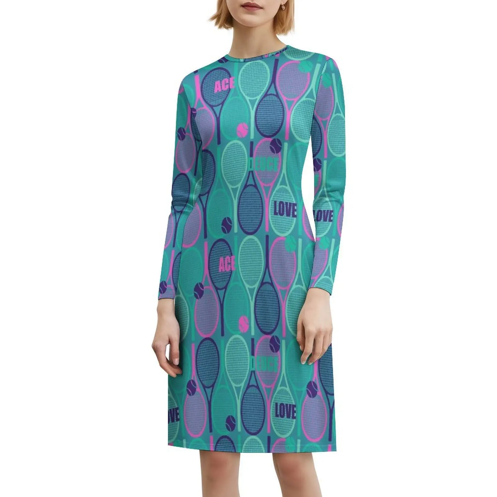 All Tennis Rackets Pattern : Pink Teal Blue And Minty Boho Chic Dress Elegant Fashion Beach Wedding Party Gown Tennis Tenis #6