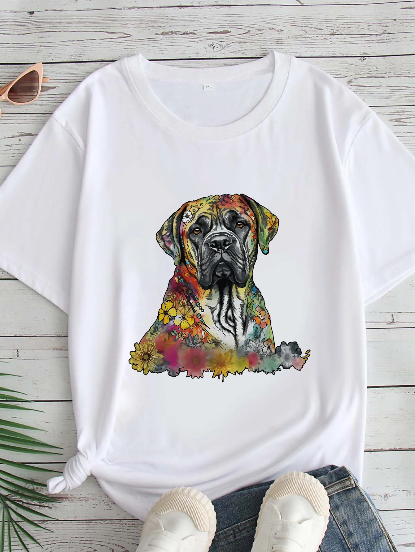 

Women's Large Size Printed round Neck Short Sleeve T-shirt 1-7XL Comfortable Casual Top in European Style