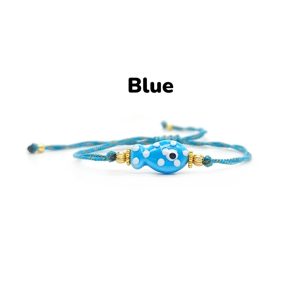 Direkt vom Hersteller: Keramik-Fisch-Charm-Armband, Verstellbarer Schiebeknoten, Buntes Geflecht, Boho-Stil, Sommer-Schmuckgeschenk für Frauen – Detail 4