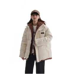 Down Jacket Women Coat Fashion American Y2K Streetwear Hooded Duck Warm Down Feather Female Winter Outwear Cotton-padded Jacket