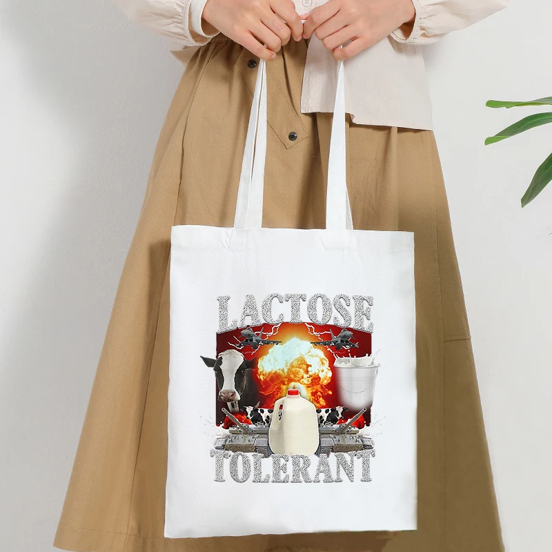 Lactose Intolerant Pattern Tote Bags for Women Large Shopping Bag for Grils Back to School Summer Travel Beach Bag for Female