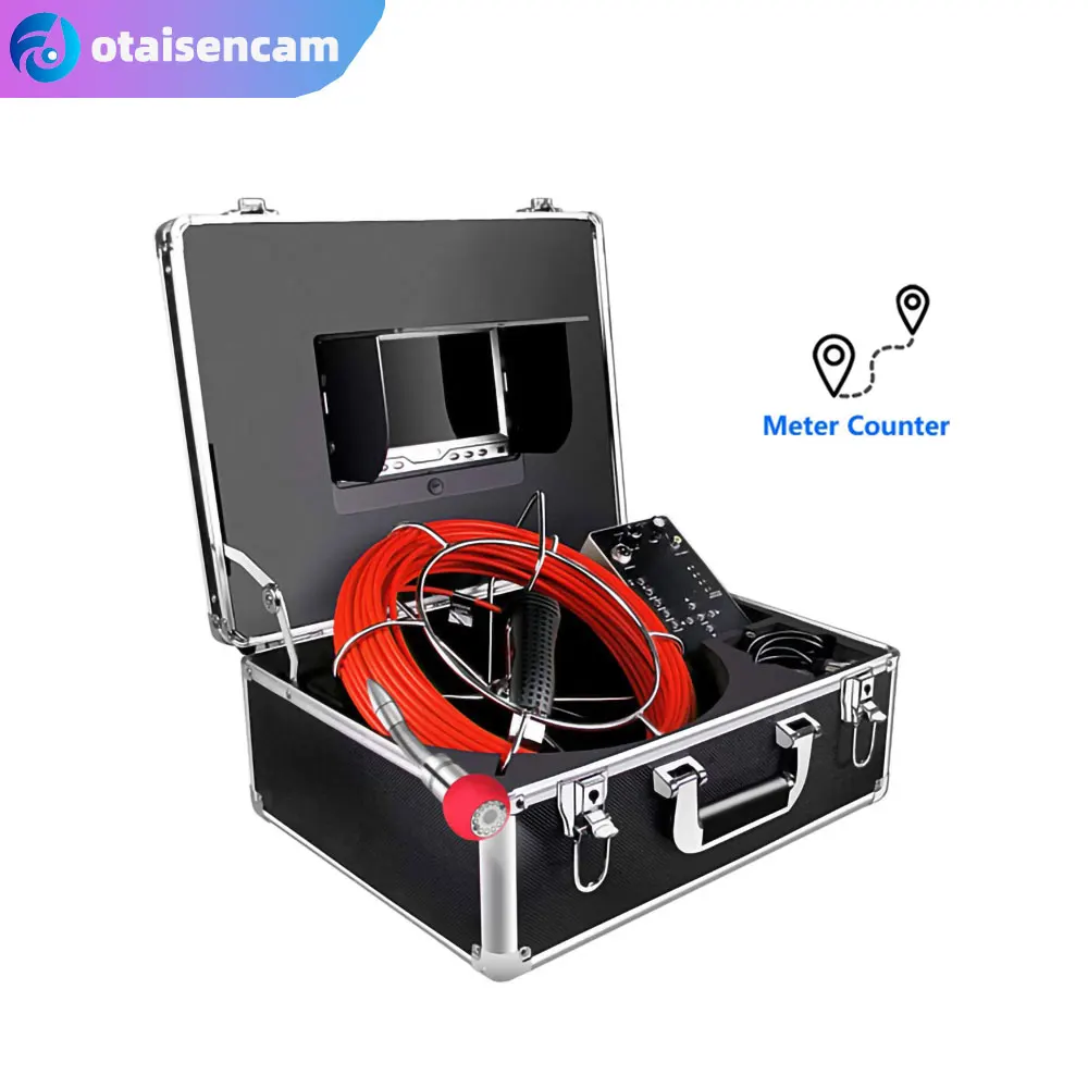 7 Inch Monitor 23mm Camera  Sewer Drain Industrial Pipe Inspection Endoscope System 5mm Fiberglass Cable Meter Counter