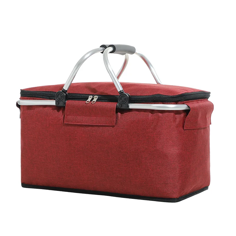 Super Large Outdoor Picnic Basket Cooler Case Box Thermal Insulated Bag Collapsible Foldable Aluminum Frame Waterproof Foil