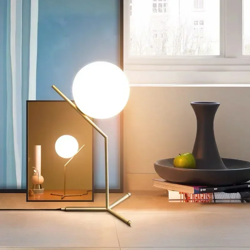 Modern Glass Ball Floor Lamps Table Lamp Night Light Nordic Simple Bedside Desk Home Decor LED Chandelier Light Lamparas