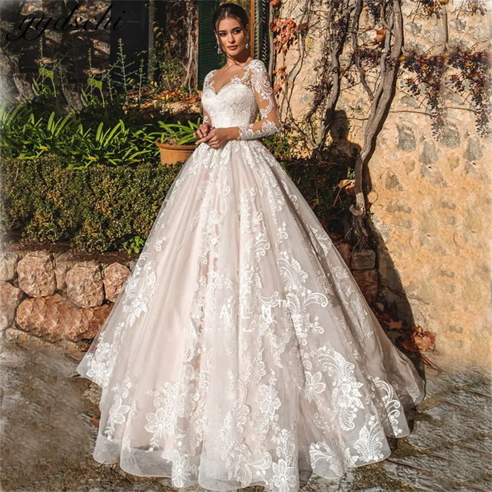 

Elegant Sweetheart Neck Tulle Lace Appliques Ball Gown Wedding Dresses For Women 2024 Sweep Train Bride Gown vestidos de novia