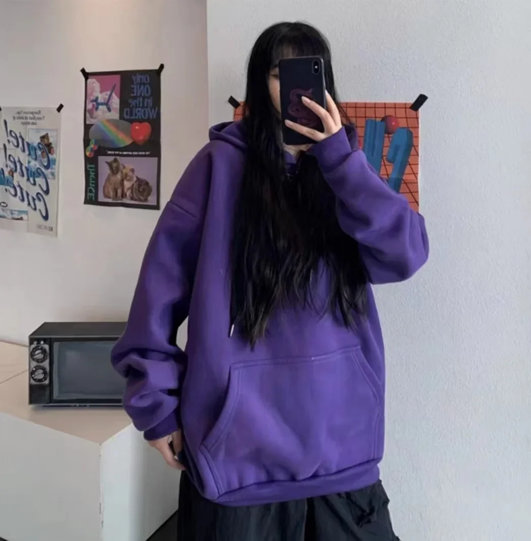 Hooded Sweatshirt Men Women Oversized Hoodie Autumn Winter Long Sleeve Pullover Solid Couple Clothes Boys Grils Casual Hoodies