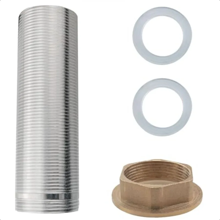 

Stainl Steel Faucet Extension Threaded Pipe with Nut Washer 4 inch Threaded Extension Shank Basin Faucet Lever Tall Foot Raised