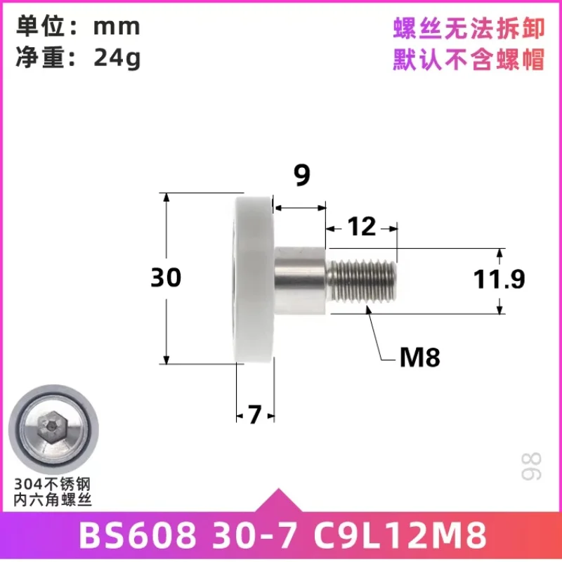 1 Stück flache Riemenscheibe BS608 30-7 kunststoffbeschichtetes Lager mit Schrauben in verschiedenen Größen