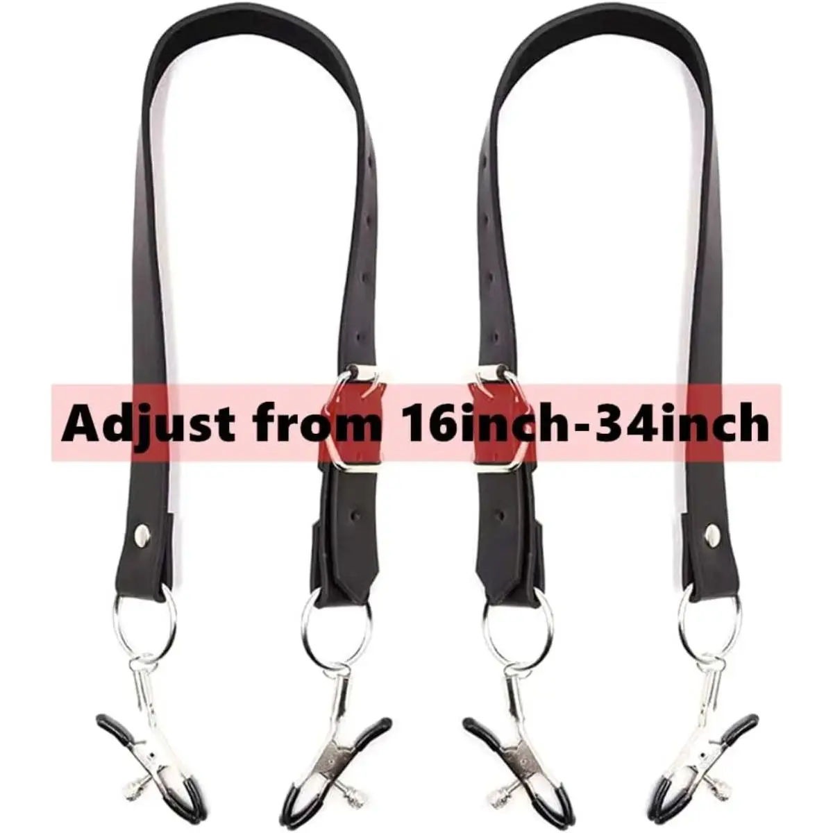 SM Bondage Labia Spreader Nipple Clips Vaginal Clitoris Clamps with adjustable Leather Straps Rubber Tips Fetish Sex Restraints - Image 2