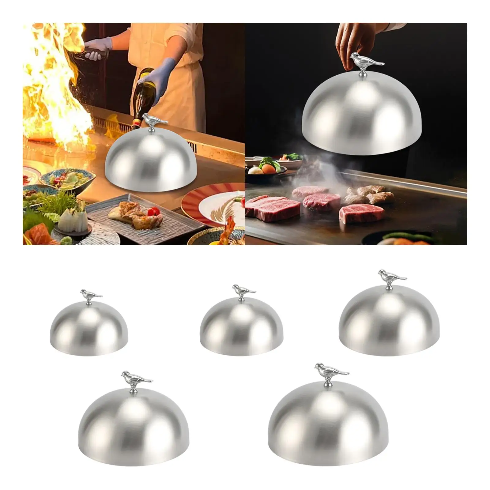 

Round Basting Steaming Cover Griddle Grill Accessories Multipurpose Cheese Melting Dome for Cooking Restaurant BBQ Store Kitchen