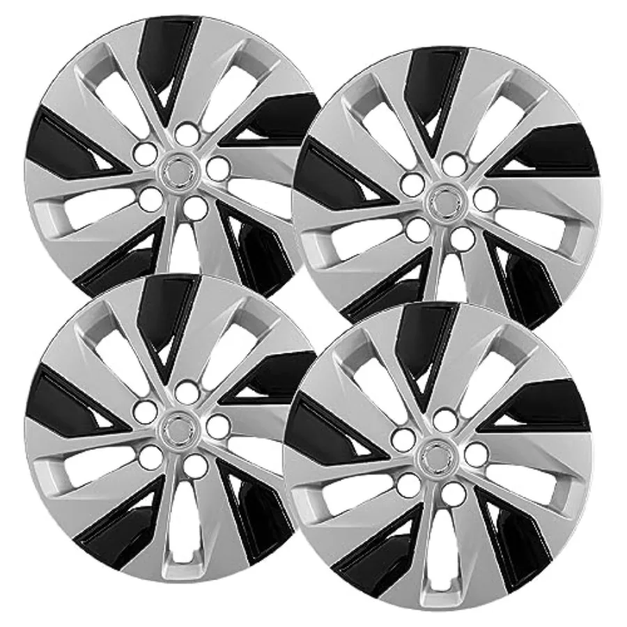 

Premium Quality 16 inch Silver and Black Hubcaps fits 2019 2020 2021 2022 2023 Nissan Altima Heavy Duty Solid Clip Construction