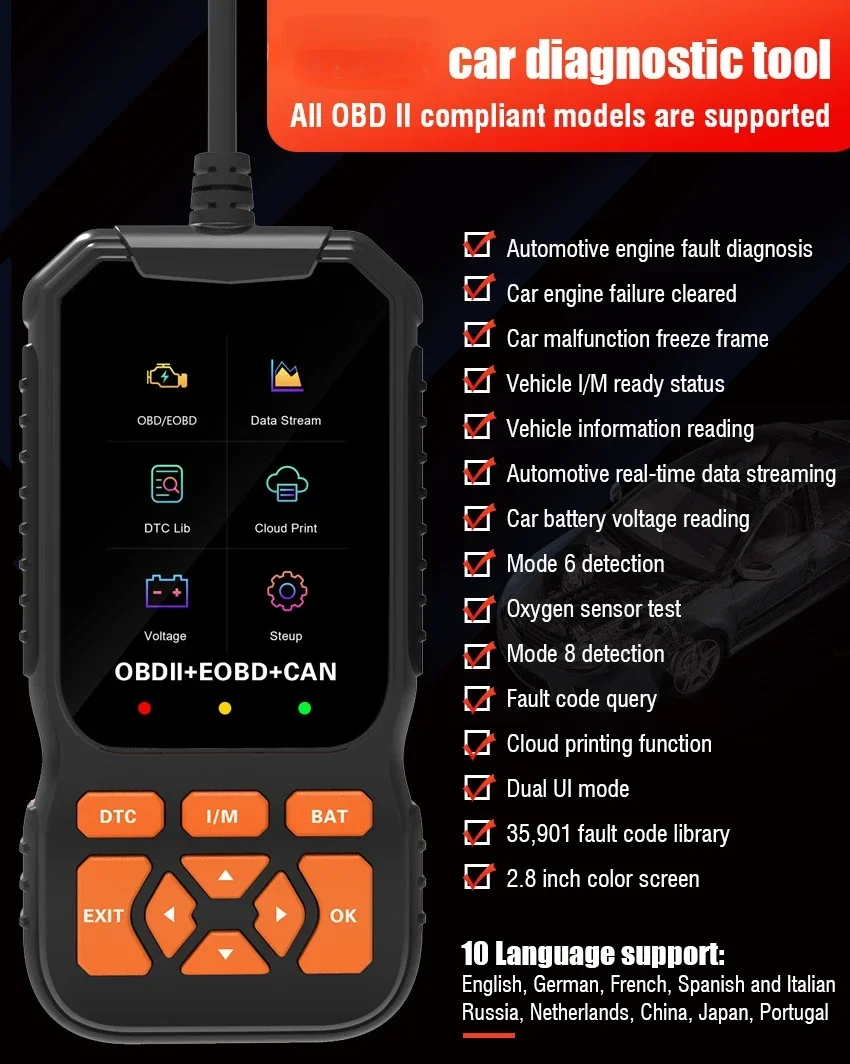 Suitable for V520 Car Diagnostic Oxygen Sensor Test Car Fault Detector