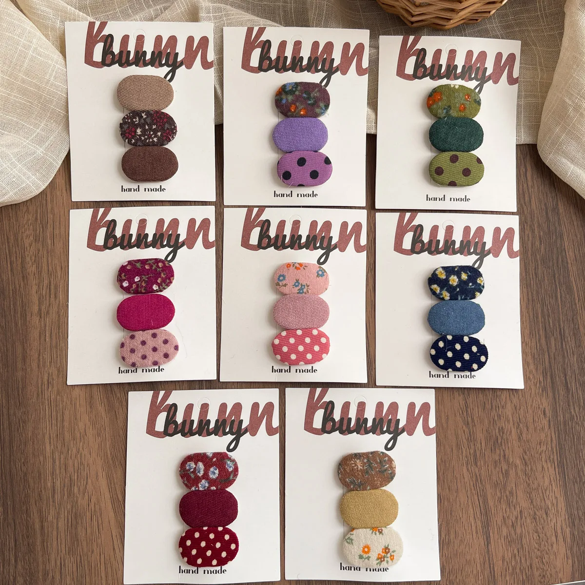 

Toddler Hair Clips 3PCS Set Korean Style Fabric BB Clips Polka Dot Floral Sweet Non-Slip Snap Clips for Girls