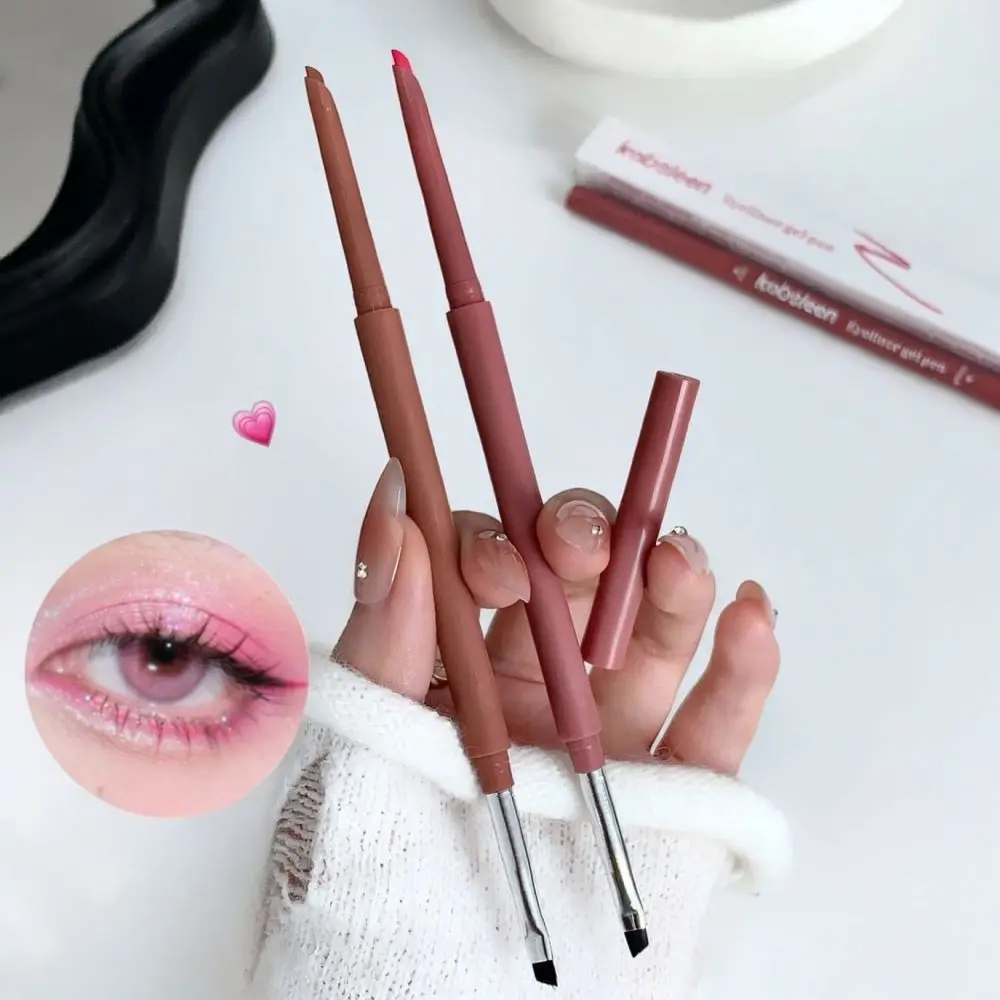 For Kobeleen Blade Eyeliner Gel Pencil Dual Ended Design Soft Matte Finish Smudge Brush Long Lasting Eye Makeup Cosmetic