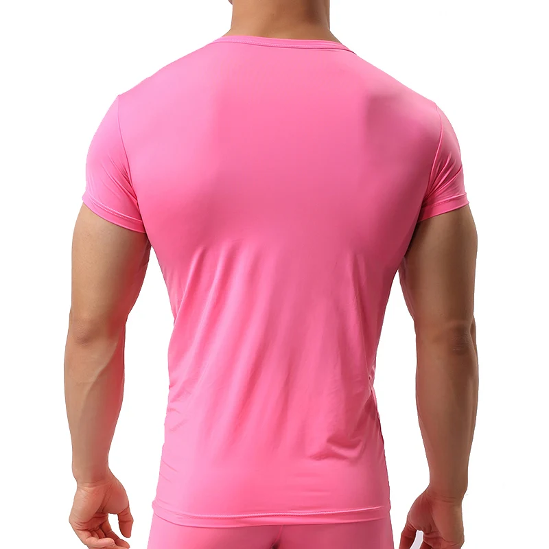 Camiseta de seda gelo para homens verão respirável manga curta topos masculino secagem rápida camiseta treinador magro topos