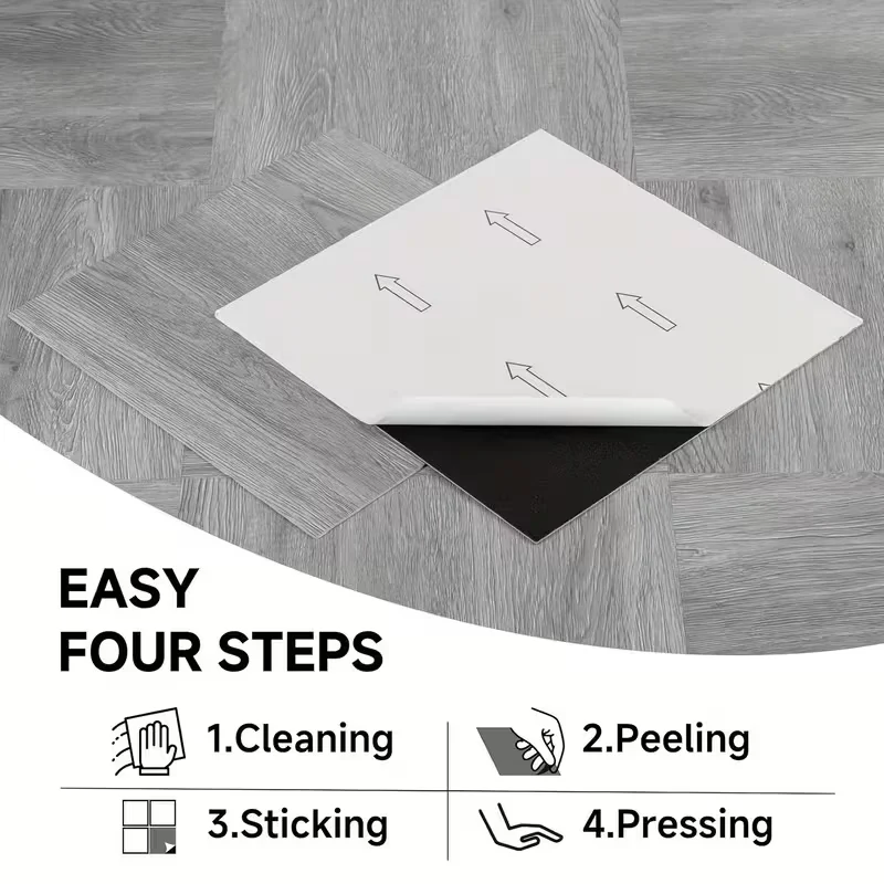 Ethylene Based Board Peeling and Pasting Self-adhesive Waterproof Wood Grain PVC Flooring Is Easy To DIY Install
