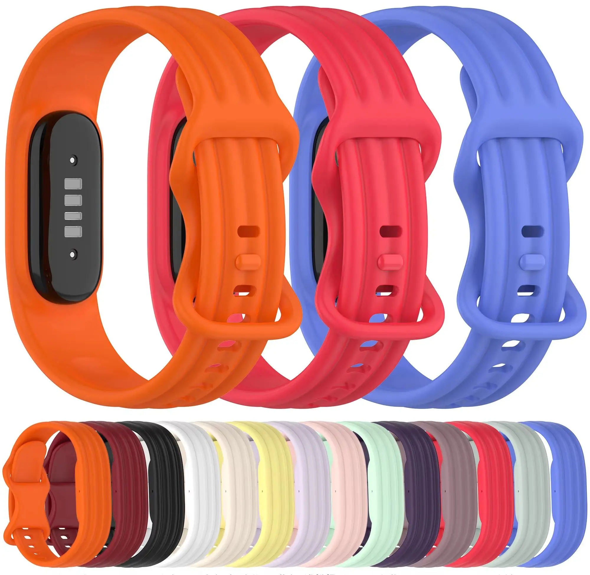 Integrated Silicone WatchStrap For Google Fitbit Air Fitness Tracker SmartWatch Band Bracelet Wristband Strap Same Color buckle