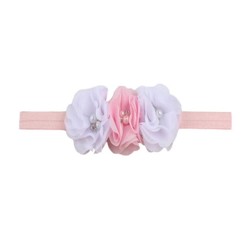 13 Colors Baby Supplies 3 Chiffon Beads Headband Cute Headband Soft and Elastic Girl Baby Newborn Headband Accessories