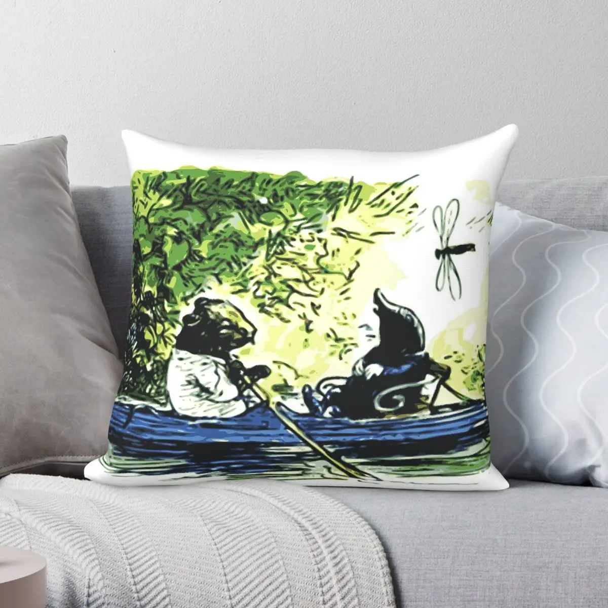 The Wind In The Willows Boats Pillowcase Polyester Linen Velvet Pattern Zip Decor Sofa Cushion Cover 45x45