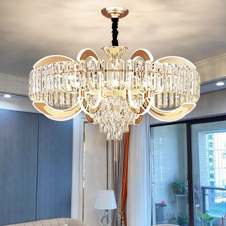 Advanced luxury modern gold K9 crystal LED pendant lamp villa hotel living room dining room indoor bedroom high-end lighting fix