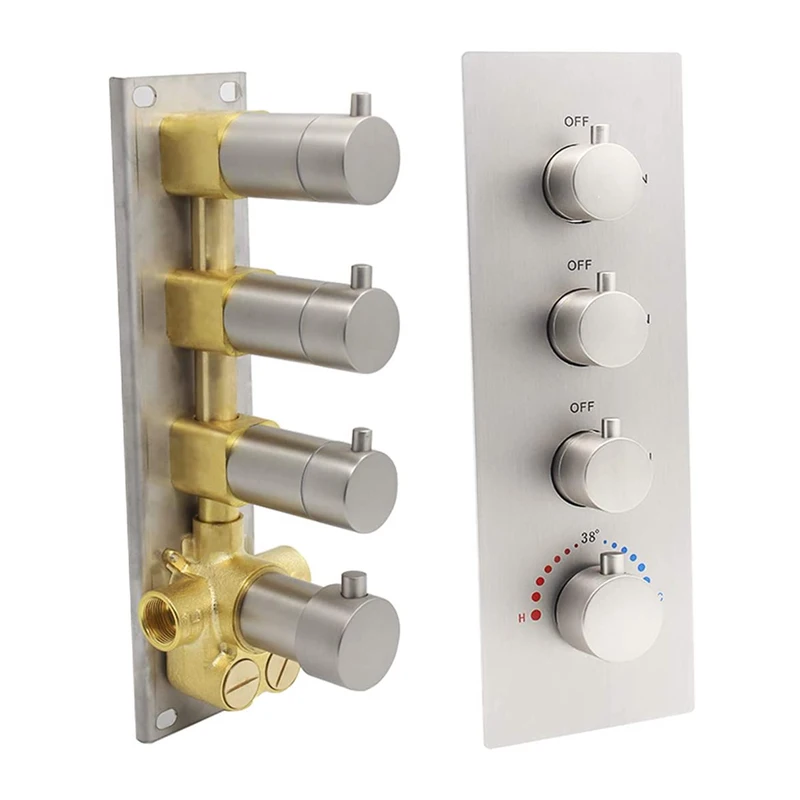 

Flows Can Be Control Brass Shower Valve Concealed 3-Outlet Thermostatic Diverter Mixer