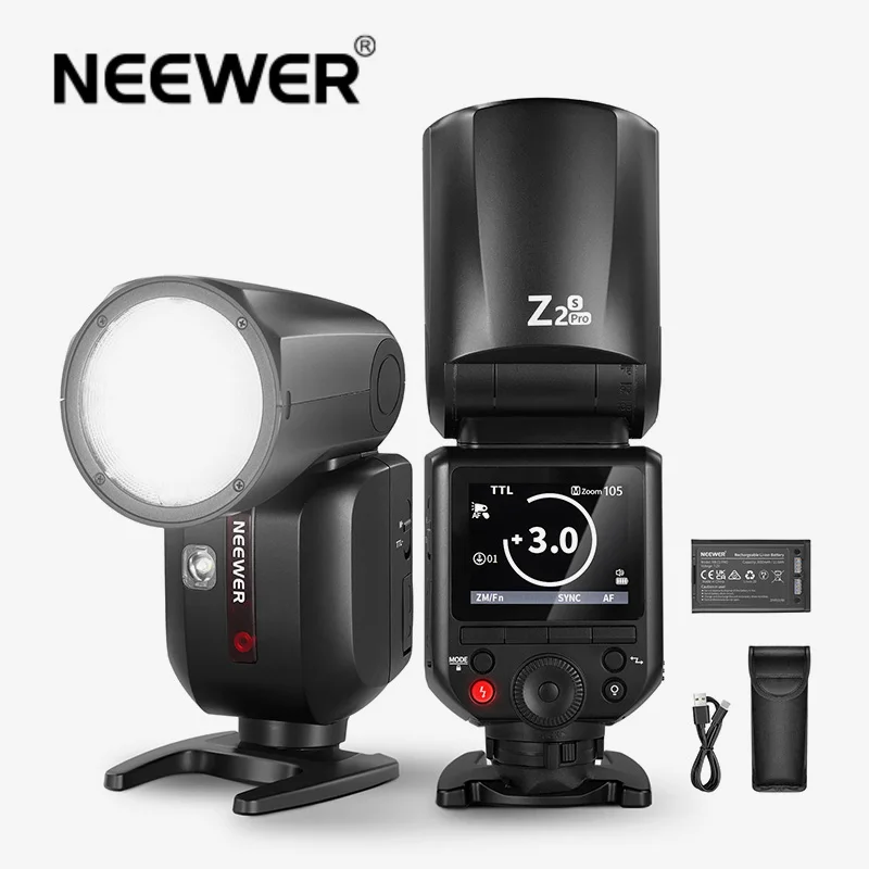 NEEWER Z2 PRO 2.4G TTL Round Head Flash Speedlite Compatible with Sony/Canon/Nikon Wireless Compatible with Godox Flash