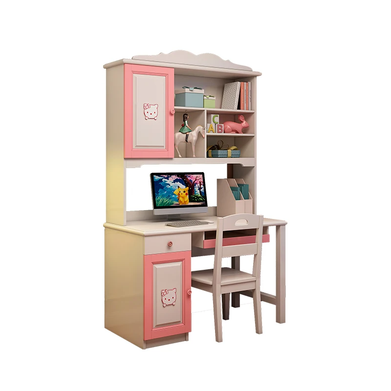 Solid wood children's desk, right-angle computer desk writing desk