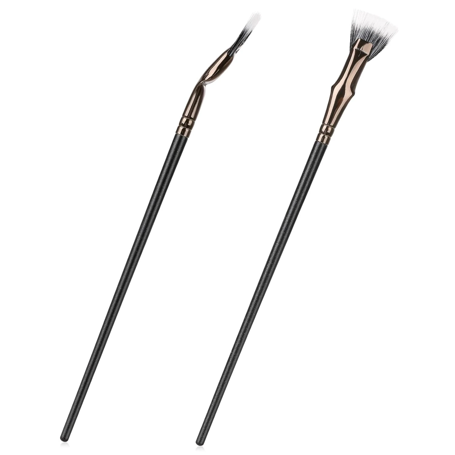 Versatile and Sleek Angled Fan Shape Brushes Providing Perfect Eyelash and Brow Looks - Ideal for Professional Makeup Artists an