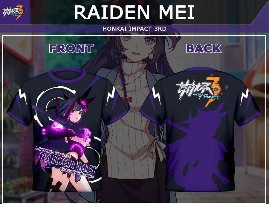 Raiden Mei Game Honkai Impact 3rd All Role Playing T-shirt 2025 New 3D Print Kid Anime Tee Casual Men/Women Short Sleeve Y2k Top
