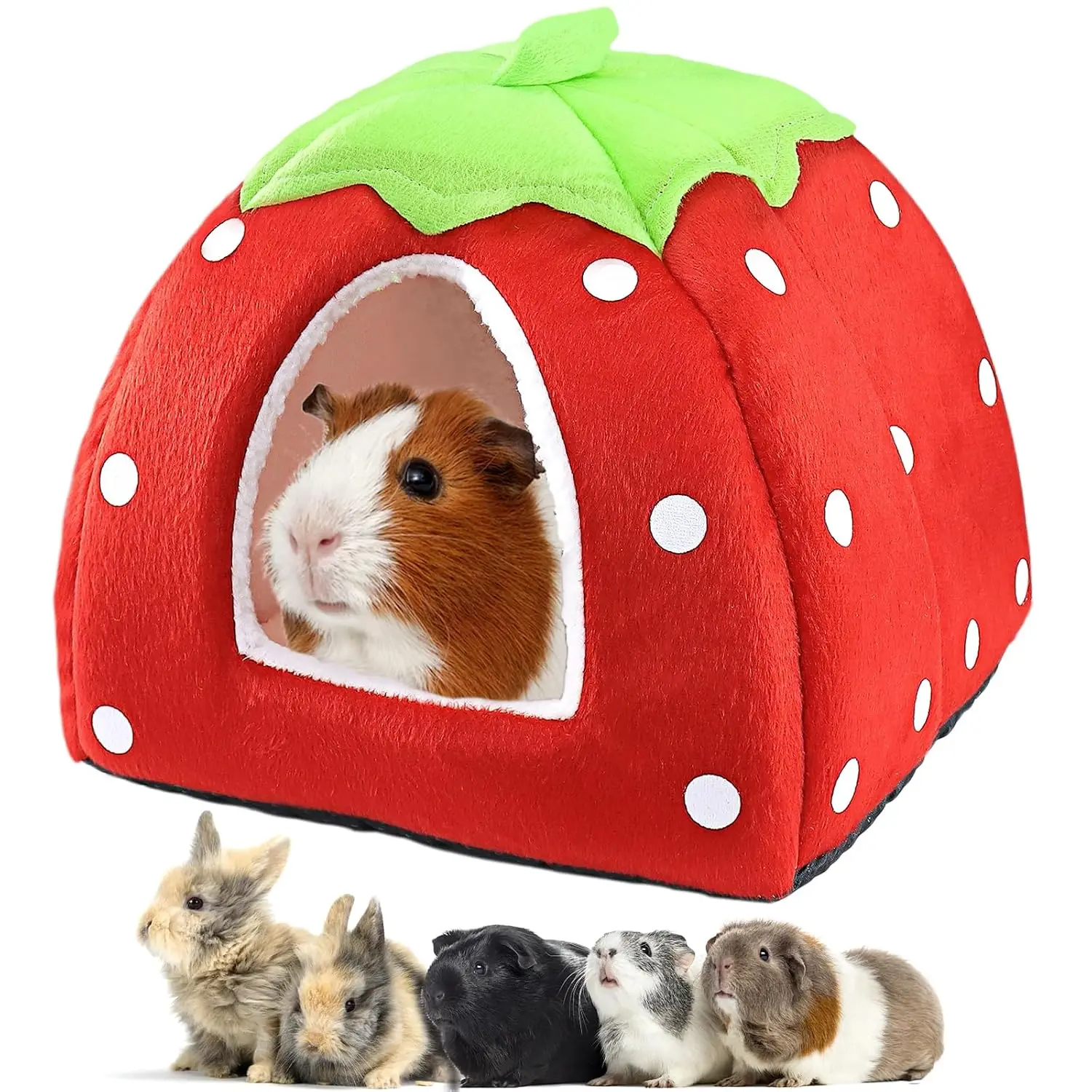 Guinea Pig Bed Rabbit Hideout Cuddle Cup Small Animal Nest Warm Soft Strawberry Style, Customized