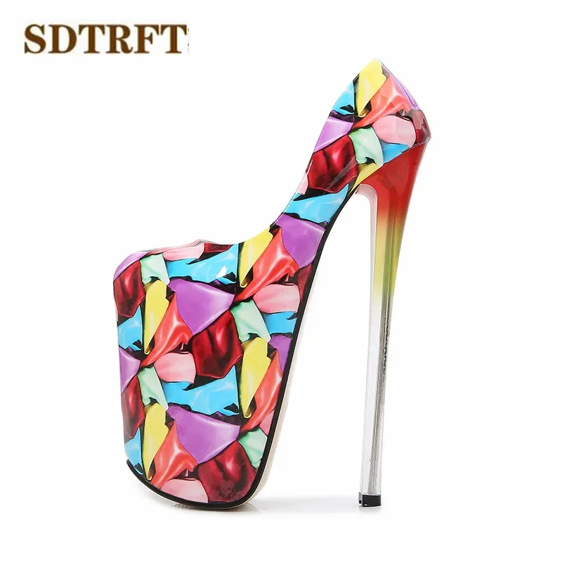 SDTRFT Female Waterproof Stilettos 22cm Thin High Heels Ladies Party Pumps Shallow Mouth Women Catwalk Shows Shoes Mujer Bombas