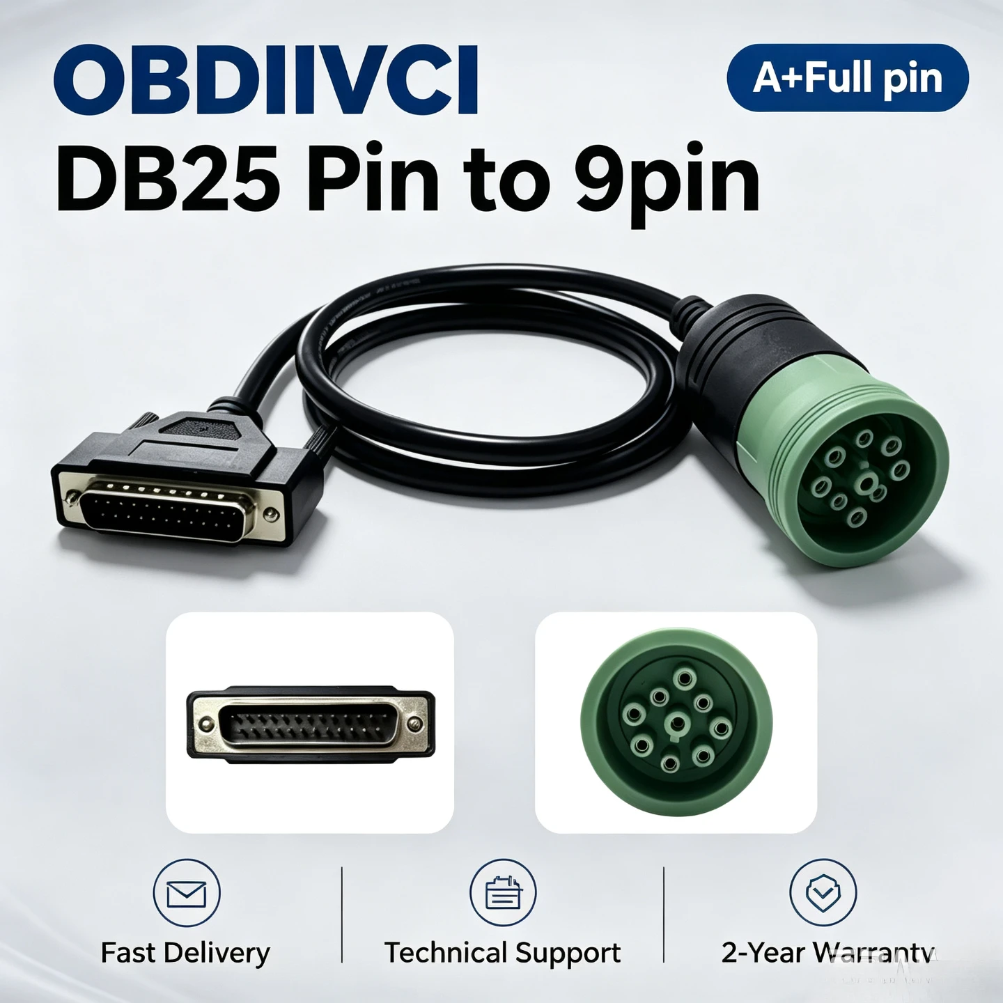 OBD2  Main Test Cable For J1939 Truck Diagnostic Tool DB25 Pin to 9pin J1939 Adapter Cable CAN K-Line for CN-H EST DPA5 V8.6
