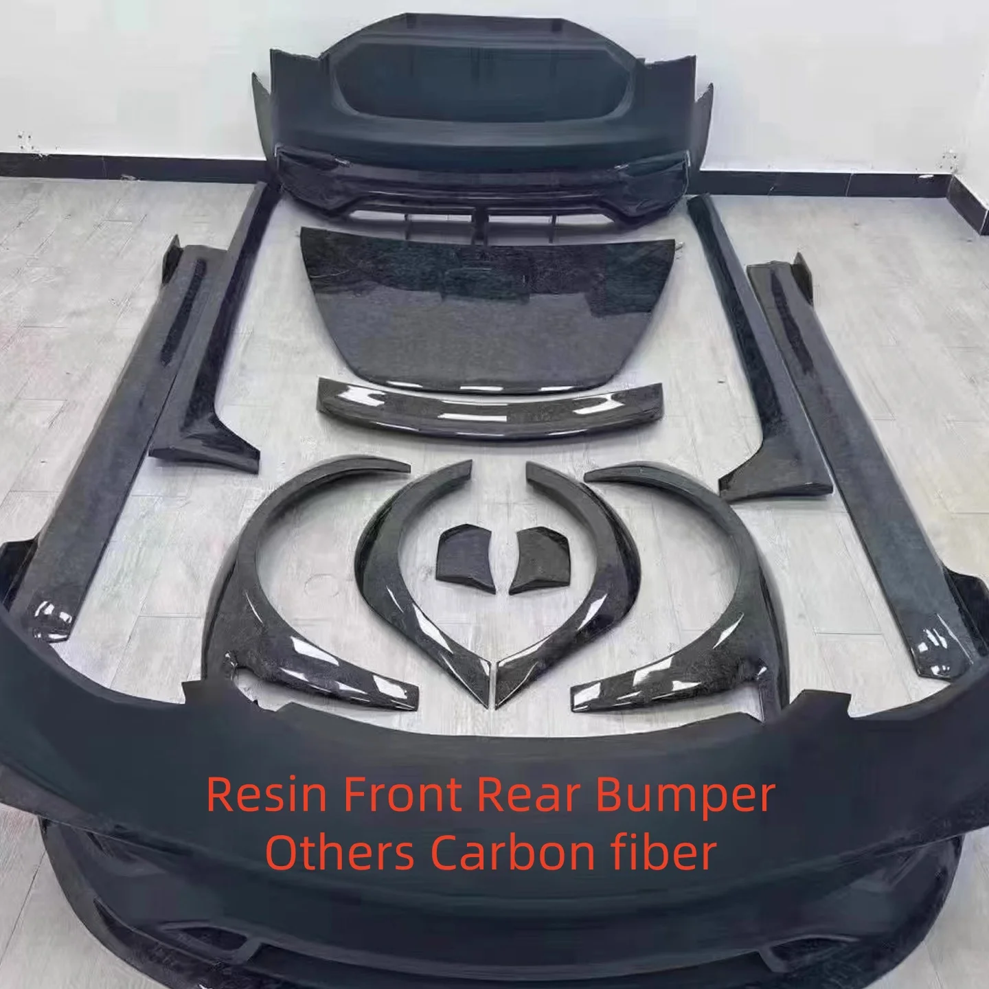 Carbon fiber Resin Body kit For Tesla Model 3 modified Front Rear Bumper Side skirt Hood Rear Spoiler Eyebrow