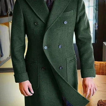 2025 nouveau manteau de laine pour hommes revers Long Double...